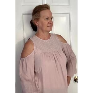 KNOX ROSE Dusty Pink Rayon Cold Shoulder Blouse Top Womens S